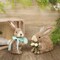 Set of 2 Easter Decorations Bunny Figurines with Eggs, Spring Straw Rabbit Tabletop Decor, Rustic Sisal Bunny Statues Springtime Decor for Home Table Office Kitchen Farmhouse